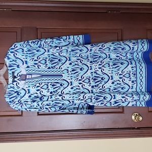 Barbara Erickson beautiful seafoam and royal blue dress.